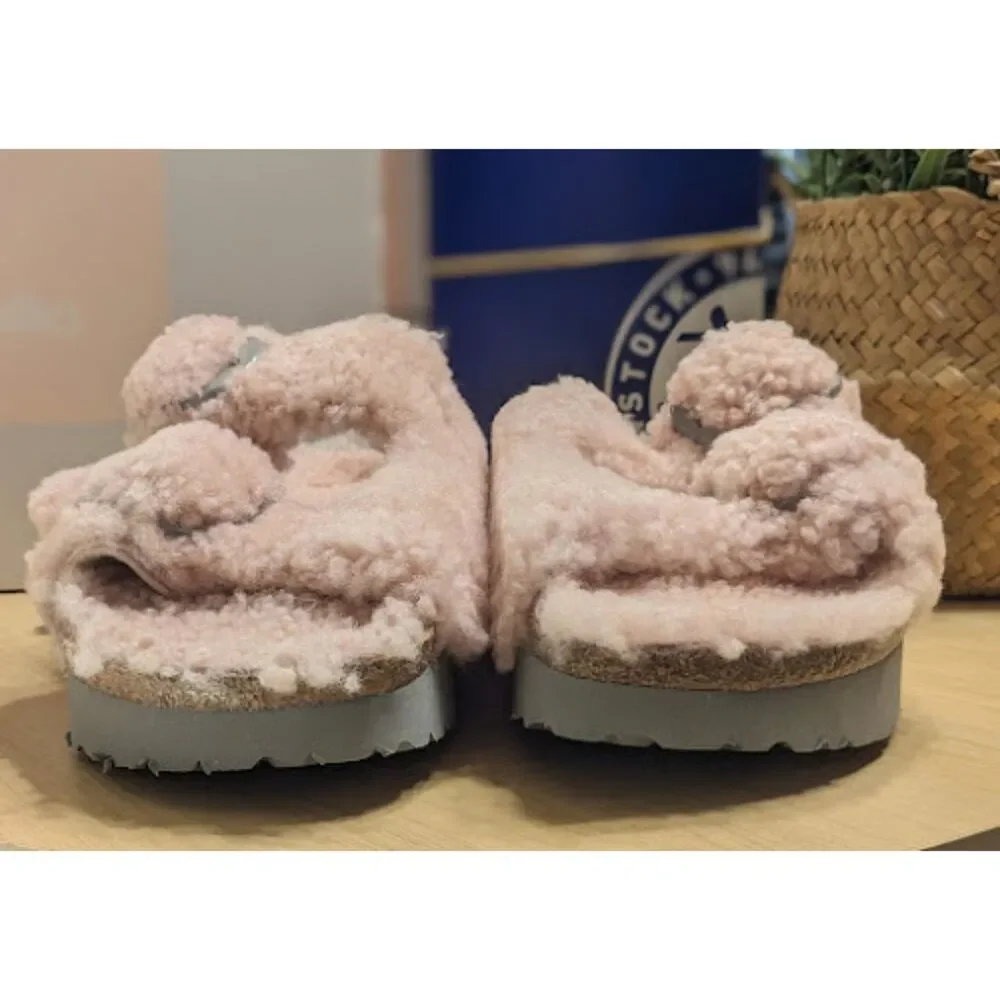 Birkenstock Arizona Crystal Rose Big Buckle Teddy Shearling Sandal EU 42 NIB